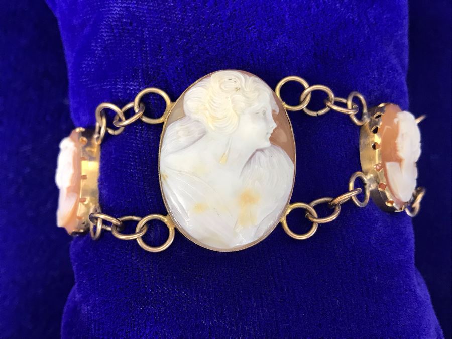 Antique Carved Shell Cameo Bracelet 19.9g [Photo 2]