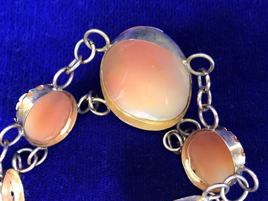 Antique Carved Shell Cameo Bracelet 19.9g [Photo 22]
