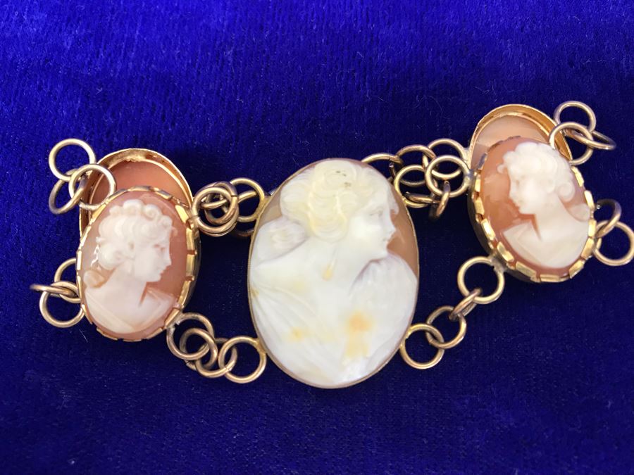 Antique Carved Shell Cameo Bracelet 19.9g [Photo 13]