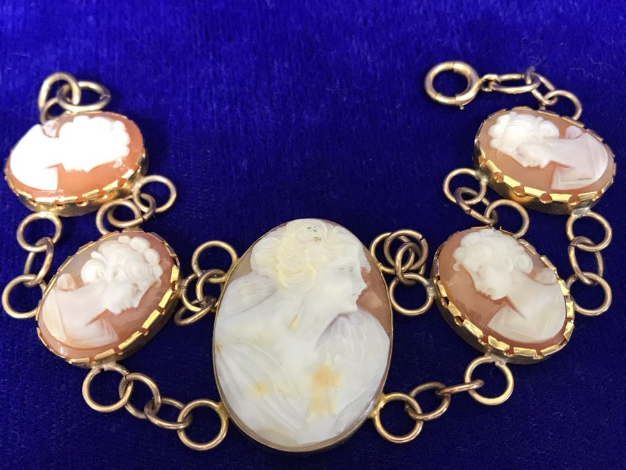Antique Carved Shell Cameo Bracelet 19.9g [Photo 31]