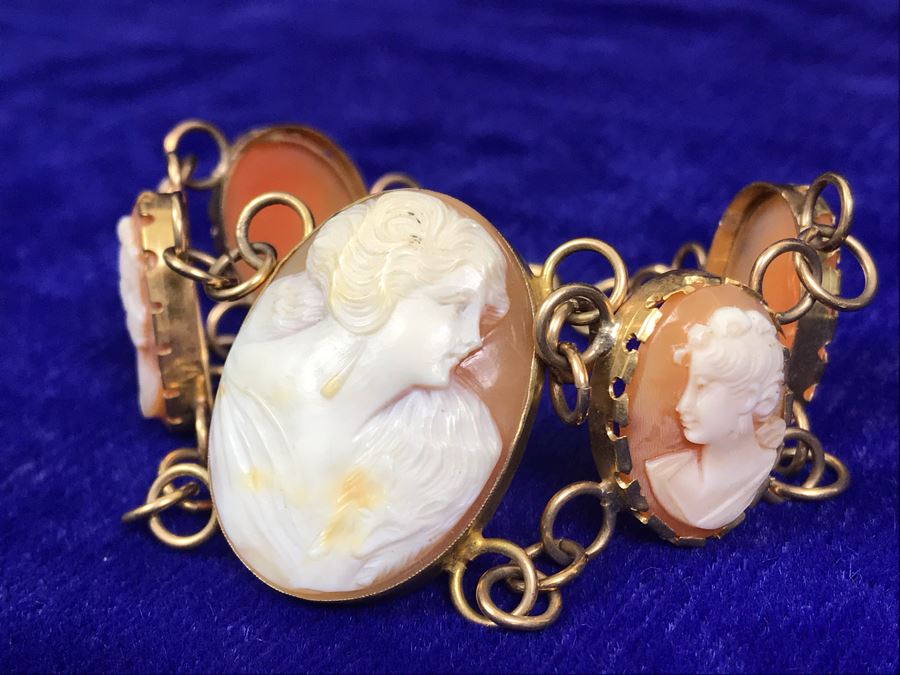 Antique Carved Shell Cameo Bracelet 19.9g [Photo 9]