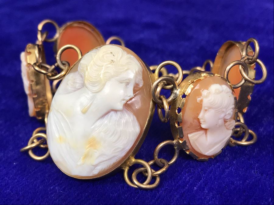 Antique Carved Shell Cameo Bracelet 19.9g [Photo 10]
