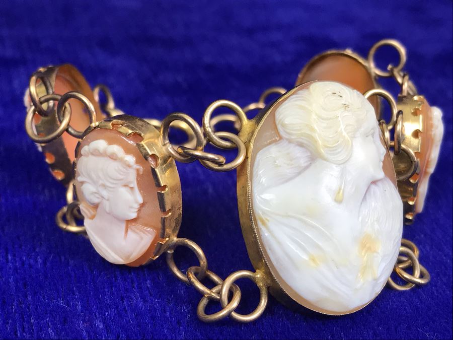 Antique Carved Shell Cameo Bracelet 19.9g [Photo 7]