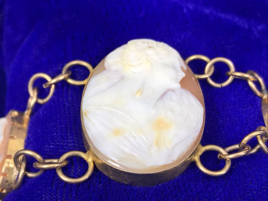 Antique Carved Shell Cameo Bracelet 19.9g [Photo 25]