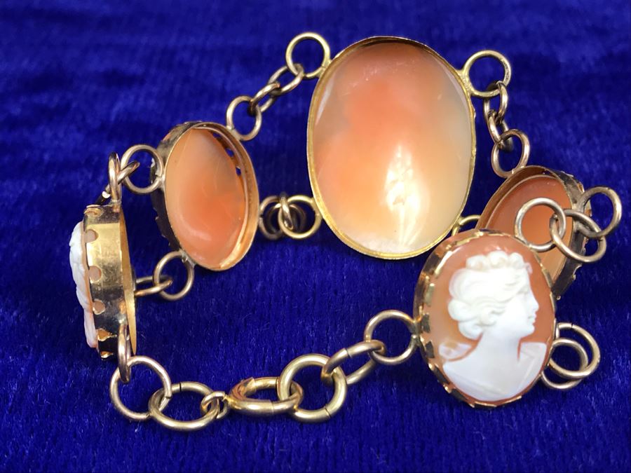 Antique Carved Shell Cameo Bracelet 19.9g [Photo 21]