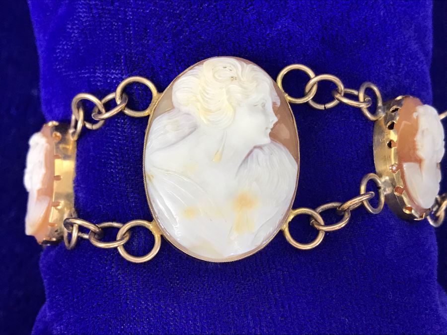 Antique Carved Shell Cameo Bracelet 19.9g [Photo 3]