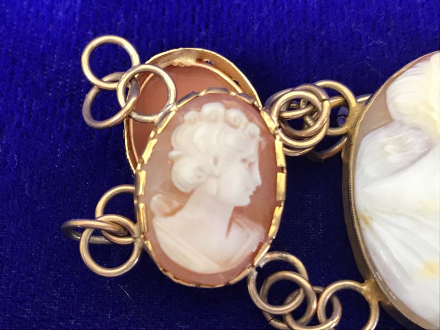 Antique Carved Shell Cameo Bracelet 19.9g [Photo 16]