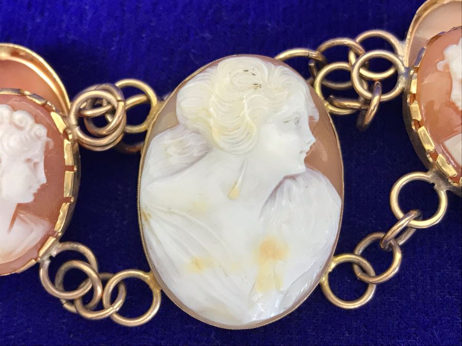 Antique Carved Shell Cameo Bracelet 19.9g [Photo 15]