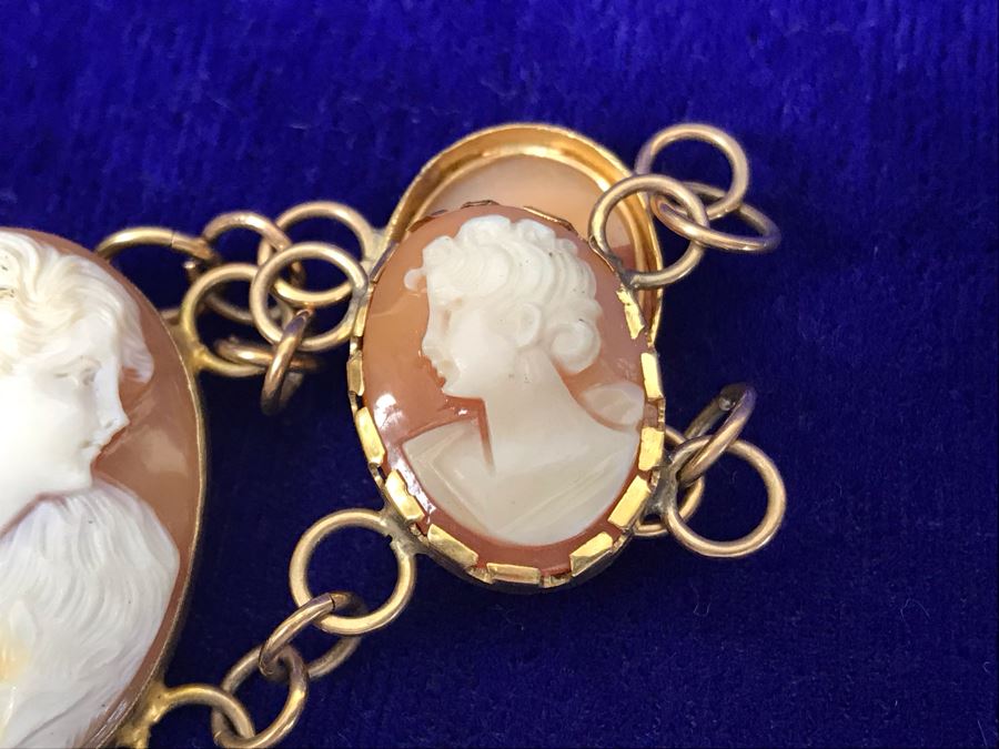 Antique Carved Shell Cameo Bracelet 19.9g [Photo 17]