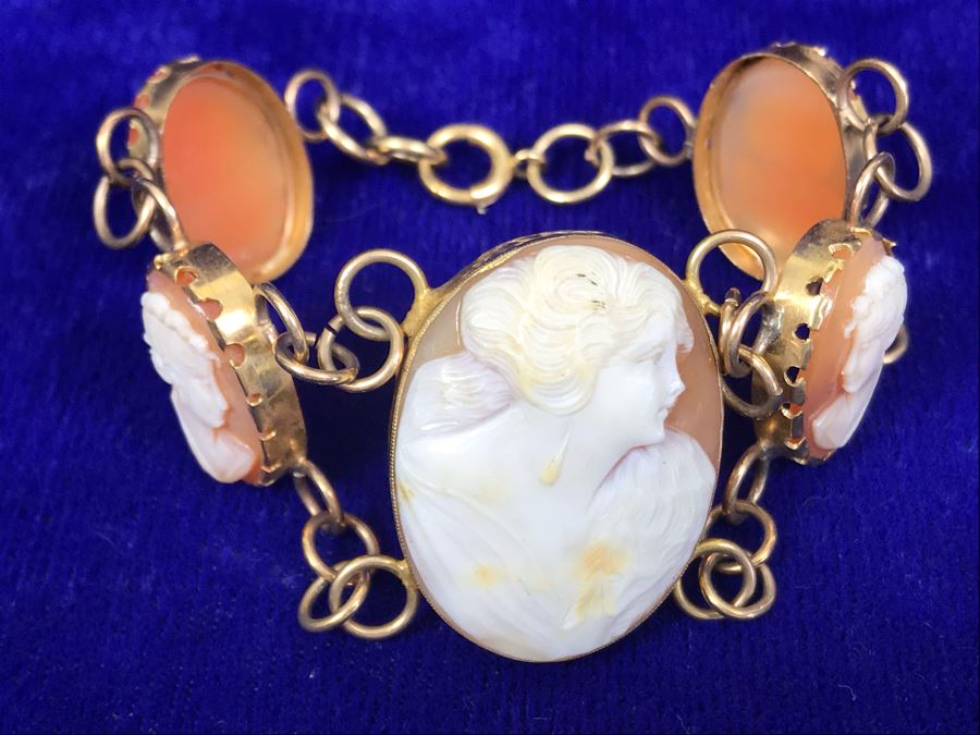 Antique Carved Shell Cameo Bracelet 19.9g [Photo 4]