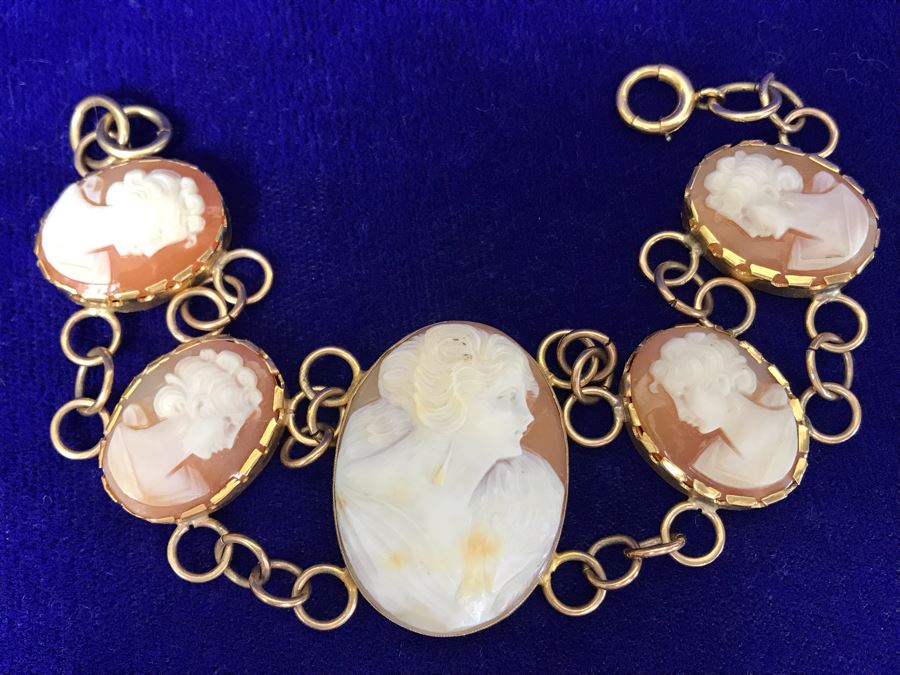 Antique Carved Shell Cameo Bracelet 19.9g [Photo 30]