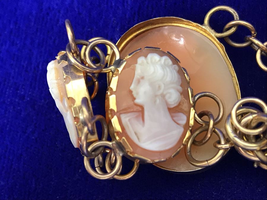 Antique Carved Shell Cameo Bracelet 19.9g [Photo 19]