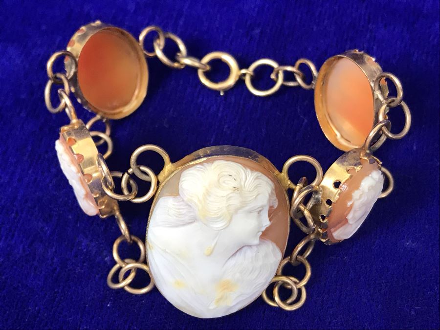 Antique Carved Shell Cameo Bracelet 19.9g [Photo 11]