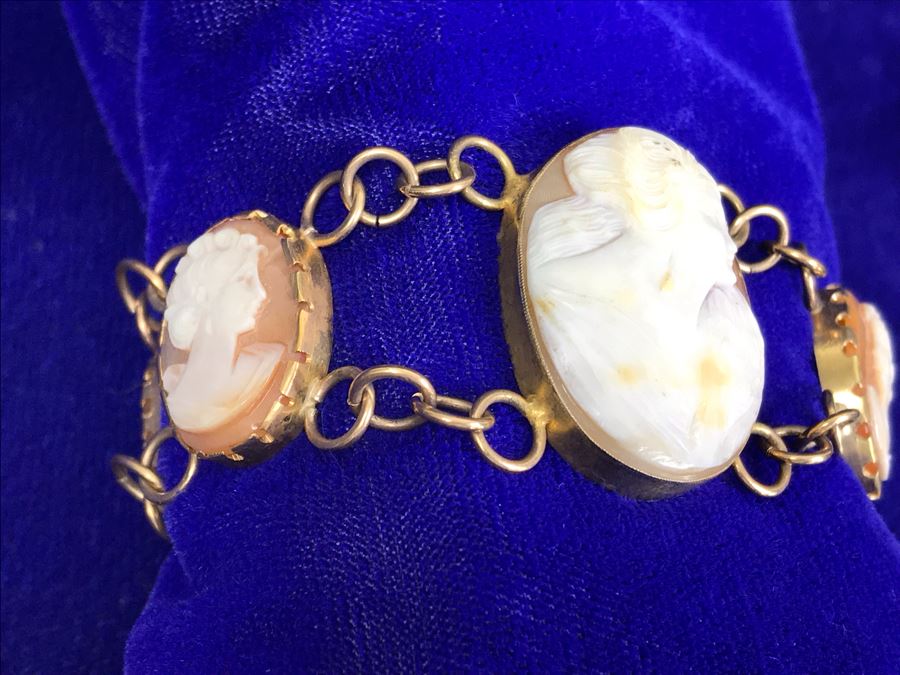 Antique Carved Shell Cameo Bracelet 19.9g [Photo 28]
