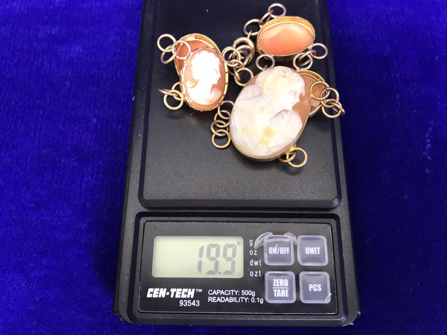 Antique Carved Shell Cameo Bracelet 19.9g [Photo 29]