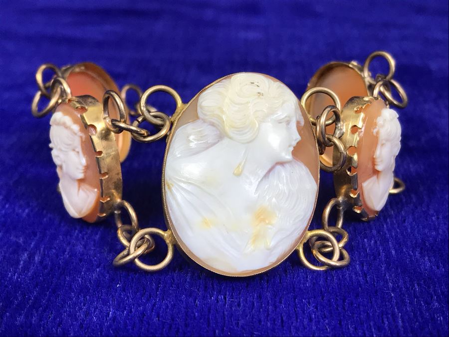 Antique Carved Shell Cameo Bracelet 19.9g [Photo 6]