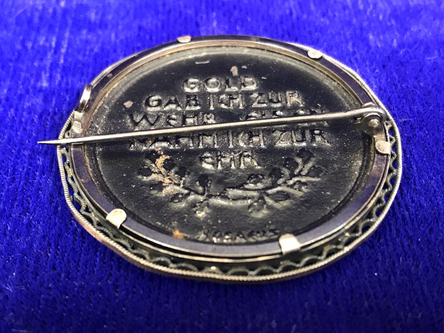 Antique 1916 WWI German War Fund Contribution Token 'Gold Gab Ich Fur Eisen' Iron Medal Brooch Pin [Photo 5]