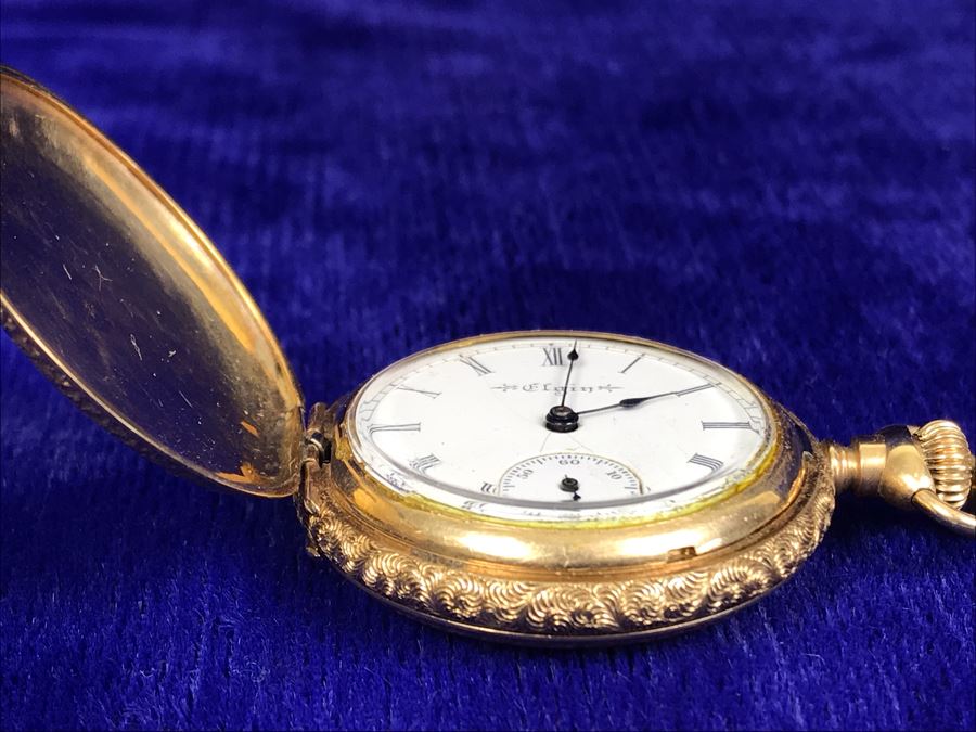 Antique 1867-1881 Elgin 14K Gold Case Pocket Watch 15 Jewels With Brooch Pin Holder - Pocket Watch Alone Weighs 30.1g [Photo 11]