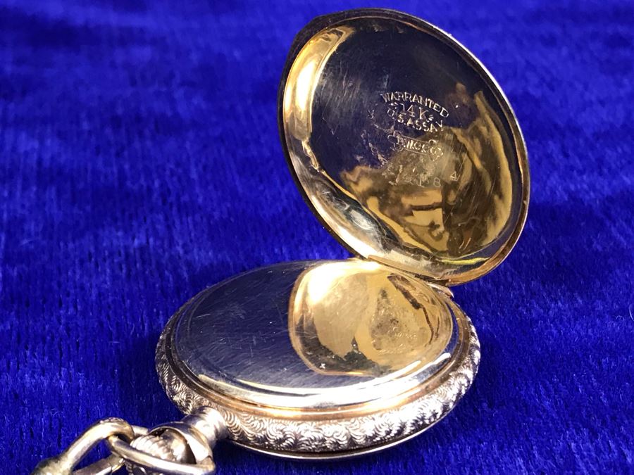 Antique 1867-1881 Elgin 14K Gold Case Pocket Watch 15 Jewels With Brooch Pin Holder - Pocket Watch Alone Weighs 30.1g [Photo 25]