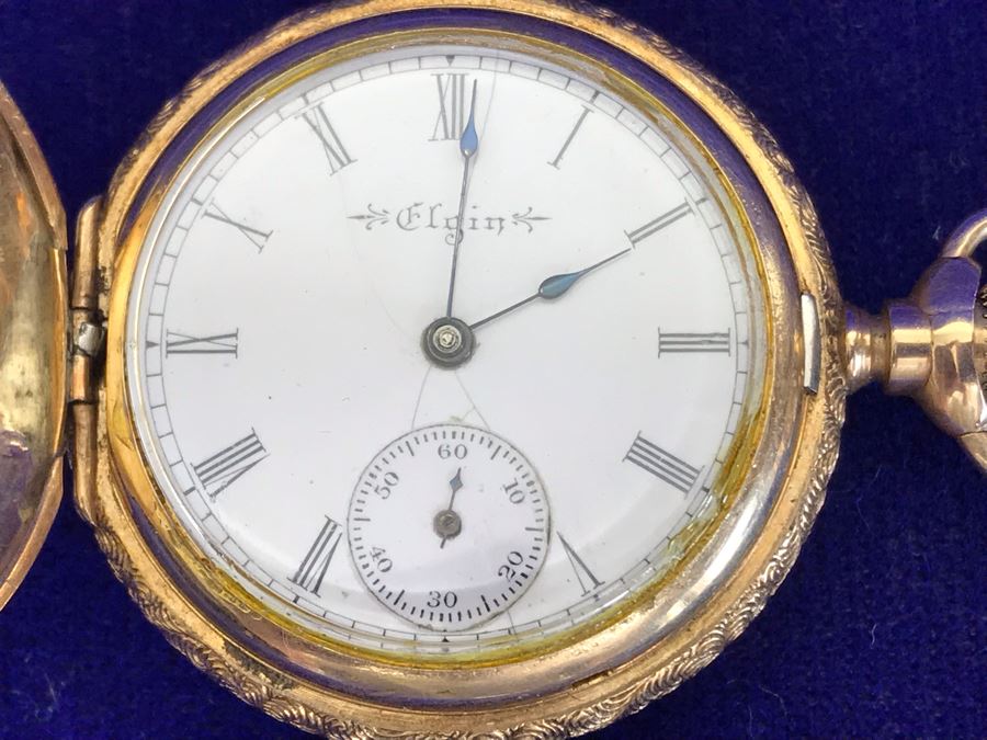 Antique 1867-1881 Elgin 14K Gold Case Pocket Watch 15 Jewels With Brooch Pin Holder - Pocket Watch Alone Weighs 30.1g [Photo 8]