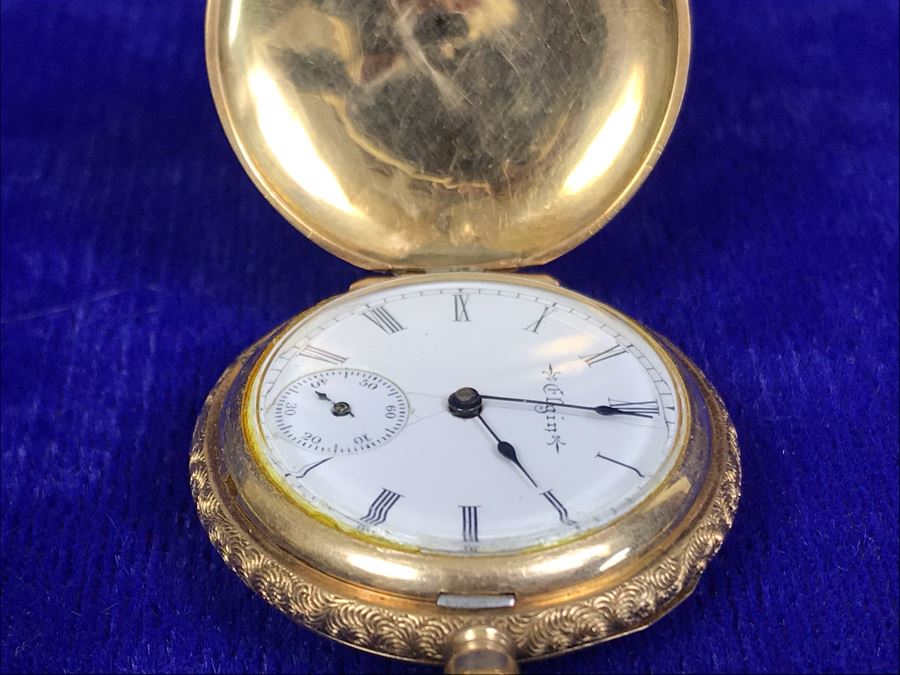 Antique 1867-1881 Elgin 14K Gold Case Pocket Watch 15 Jewels With Brooch Pin Holder - Pocket Watch Alone Weighs 30.1g [Photo 28]