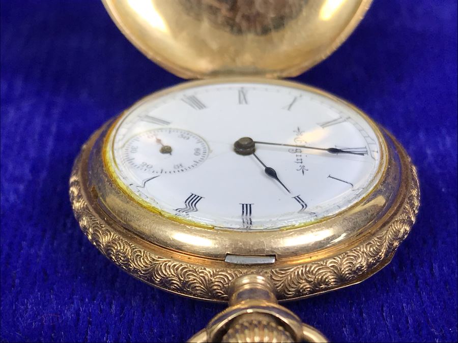 Antique 1867-1881 Elgin 14K Gold Case Pocket Watch 15 Jewels With Brooch Pin Holder - Pocket Watch Alone Weighs 30.1g [Photo 29]
