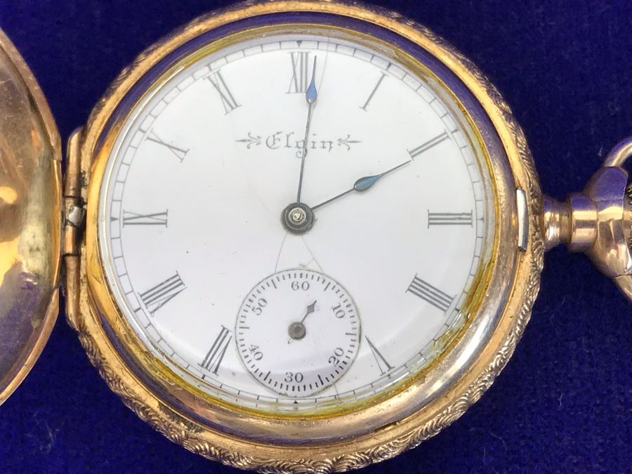 Antique 1867-1881 Elgin 14K Gold Case Pocket Watch 15 Jewels With Brooch Pin Holder - Pocket Watch Alone Weighs 30.1g [Photo 9]