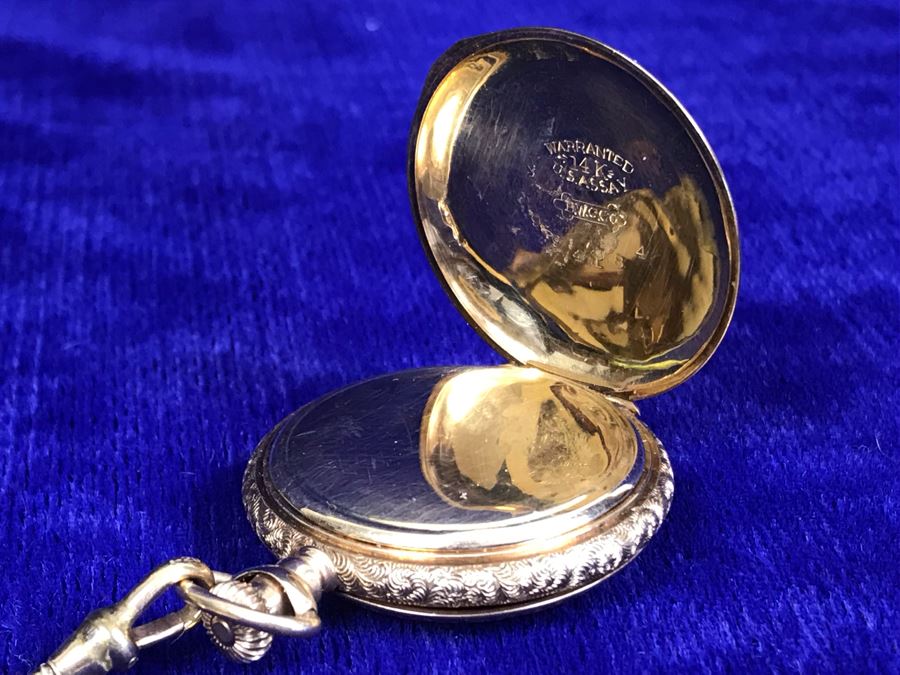 Antique 1867-1881 Elgin 14K Gold Case Pocket Watch 15 Jewels With Brooch Pin Holder - Pocket Watch Alone Weighs 30.1g [Photo 6]