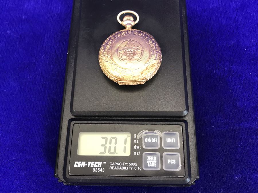 Antique 1867-1881 Elgin 14K Gold Case Pocket Watch 15 Jewels With Brooch Pin Holder - Pocket Watch Alone Weighs 30.1g [Photo 13]