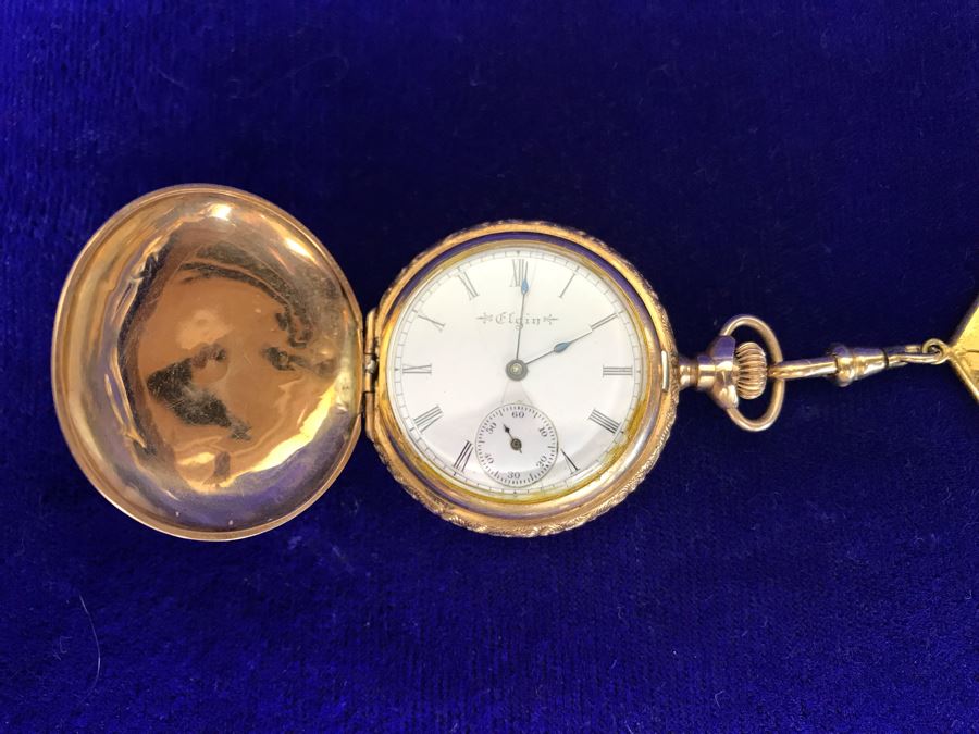 Antique 1867-1881 Elgin 14K Gold Case Pocket Watch 15 Jewels With Brooch Pin Holder - Pocket Watch Alone Weighs 30.1g [Photo 7]
