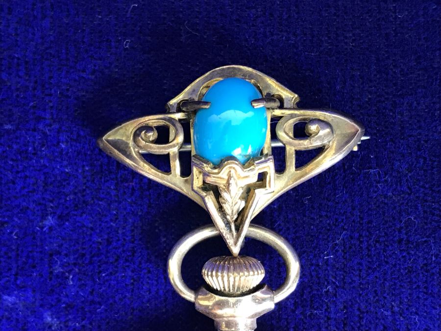 Antique 1901-1903 Elgin Pocket Watch Gold Filled 20 Year Case With Brooch Pin Holder Estimate $350 [Photo 14]