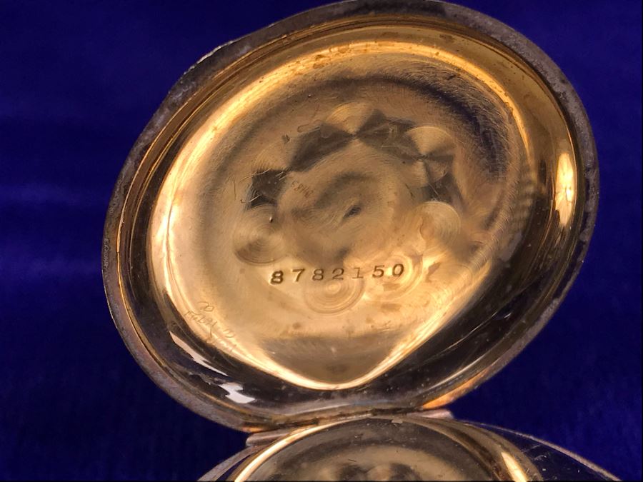 Antique 1901-1903 Elgin Pocket Watch Gold Filled 20 Year Case With Brooch Pin Holder Estimate $350 [Photo 7]