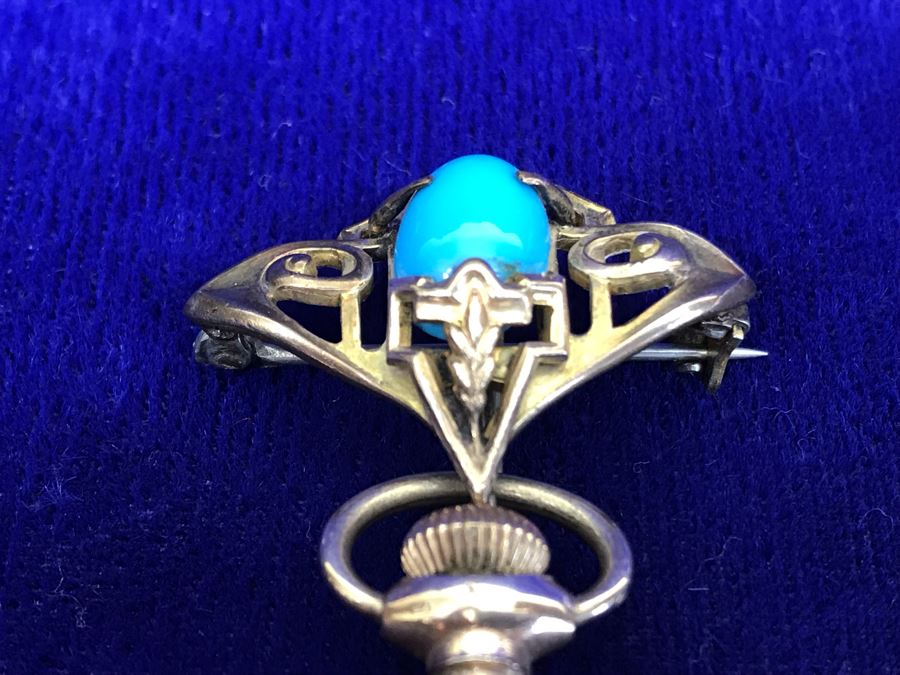 Antique 1901-1903 Elgin Pocket Watch Gold Filled 20 Year Case With Brooch Pin Holder Estimate $350 [Photo 13]