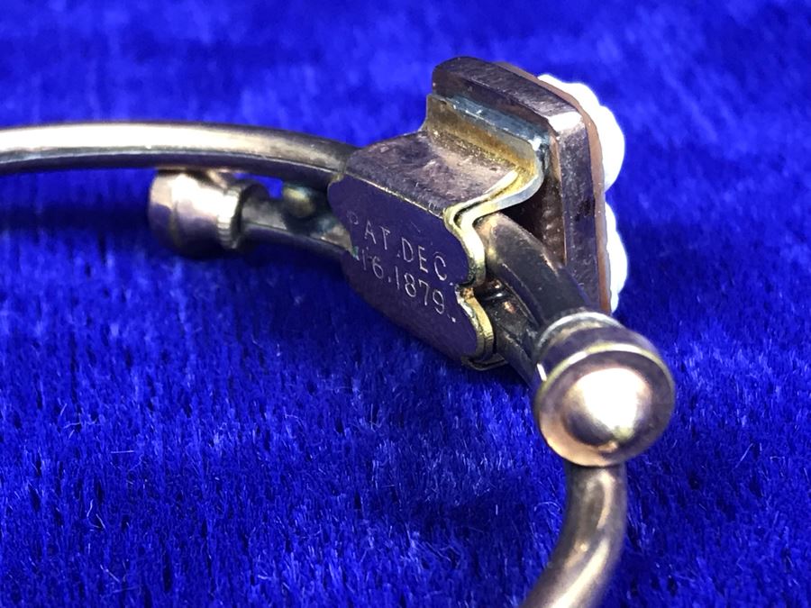 Antique 1879 Patent Carved Shell Cameo Bracelet [Photo 6]