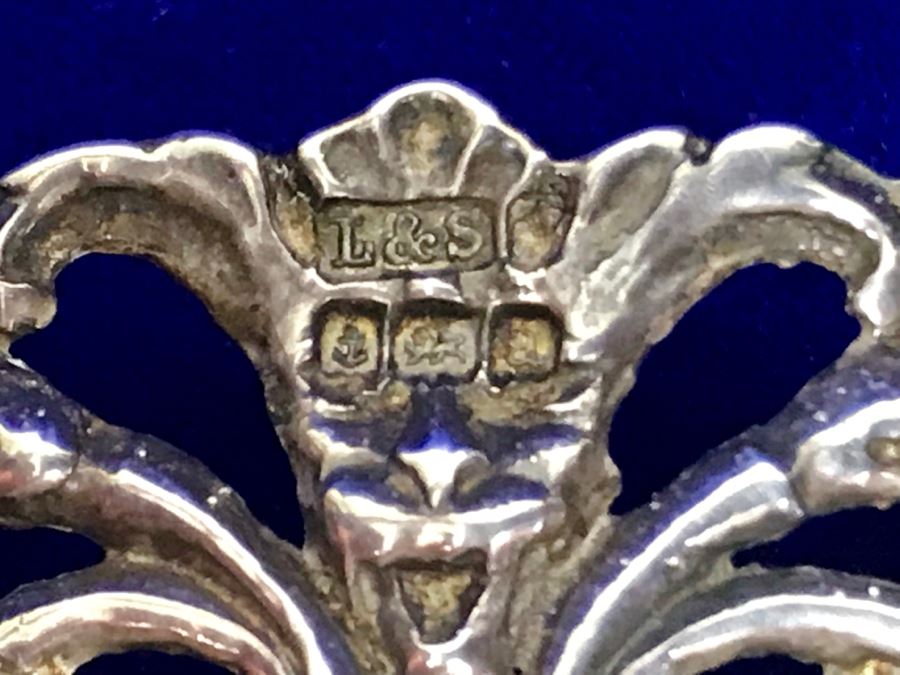 Antique 1900 Victorian Sterling Silver Chatelaine Sewing Kit Belt With Scissors, Thimble, Needle Case Holder, Pin Cushion And Buttonhook Signed L & S 106.9g [Photo 26]