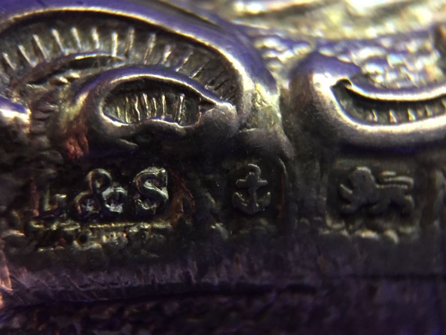 Antique 1900 Victorian Sterling Silver Chatelaine Sewing Kit Belt With Scissors, Thimble, Needle Case Holder, Pin Cushion And Buttonhook Signed L & S 106.9g [Photo 35]