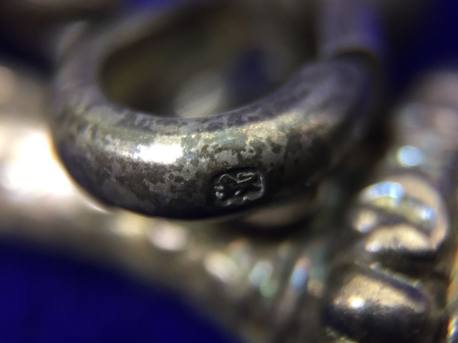 Antique 1900 Victorian Sterling Silver Chatelaine Sewing Kit Belt With Scissors, Thimble, Needle Case Holder, Pin Cushion And Buttonhook Signed L & S 106.9g [Photo 37]