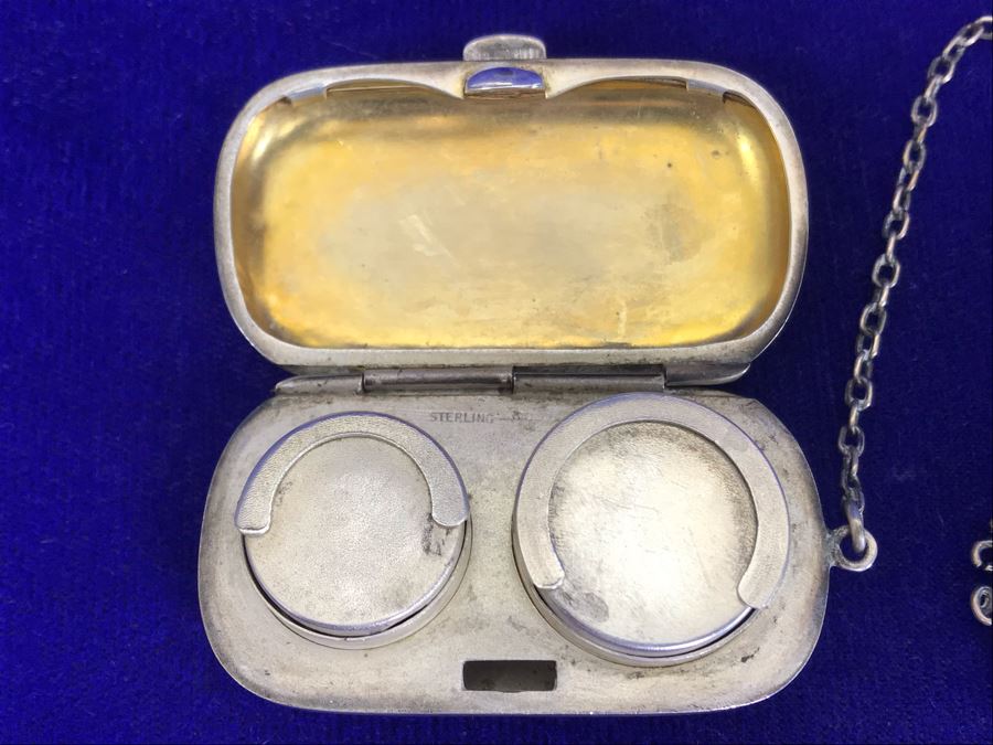 Sterling Silver Monogramed Chatelaine Coin Holder Purse 34.9g [Photo 3]