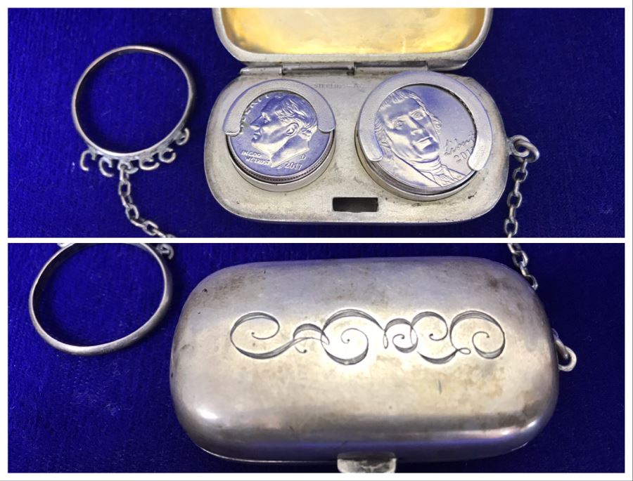 Sterling Silver Monogramed Chatelaine Coin Holder Purse 34.9g