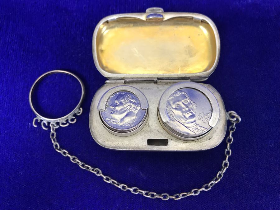 Sterling Silver Monogramed Chatelaine Coin Holder Purse 34.9g [Photo 5]
