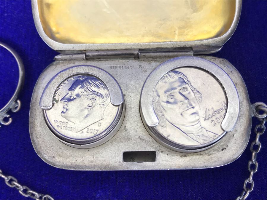 Sterling Silver Monogramed Chatelaine Coin Holder Purse 34.9g [Photo 6]