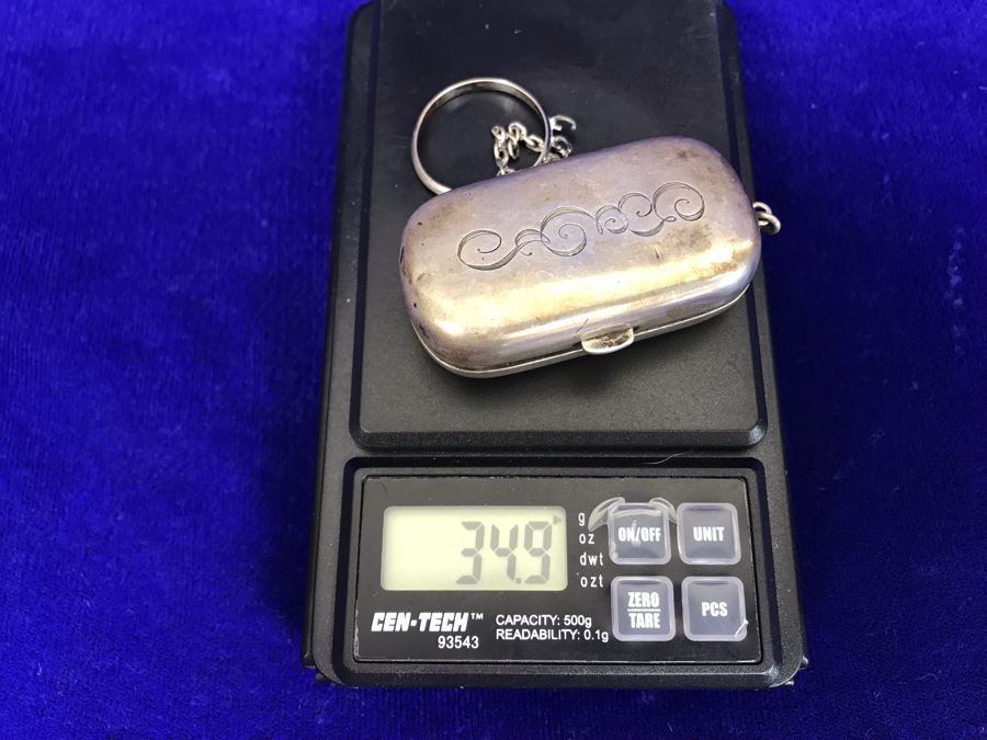 Sterling Silver Monogramed Chatelaine Coin Holder Purse 34.9g [Photo 11]