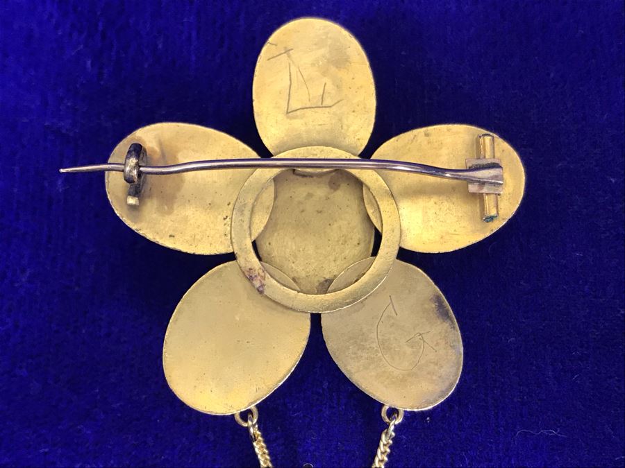 Vintage Egyptian Revival Real Scarab Beetle Brooch Pin 9.4g [Photo 12]