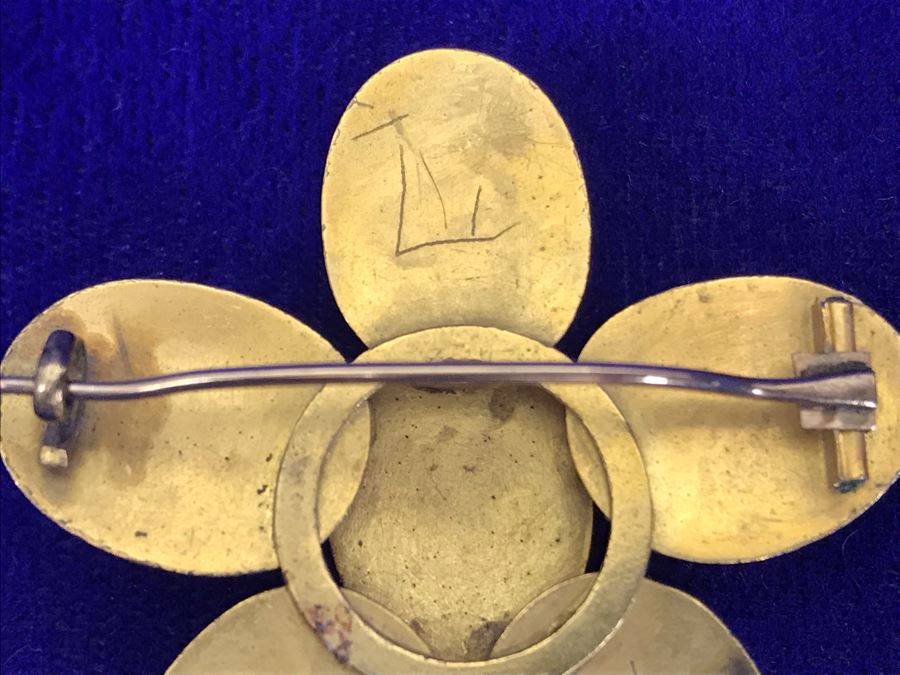 Vintage Egyptian Revival Real Scarab Beetle Brooch Pin 9.4g [Photo 13]