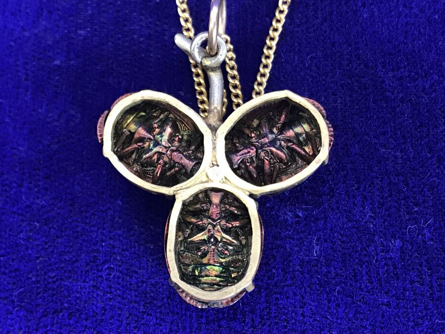 Vintage Egyptian Revival Real Scarab Beetle Brooch Pin 9.4g [Photo 15]