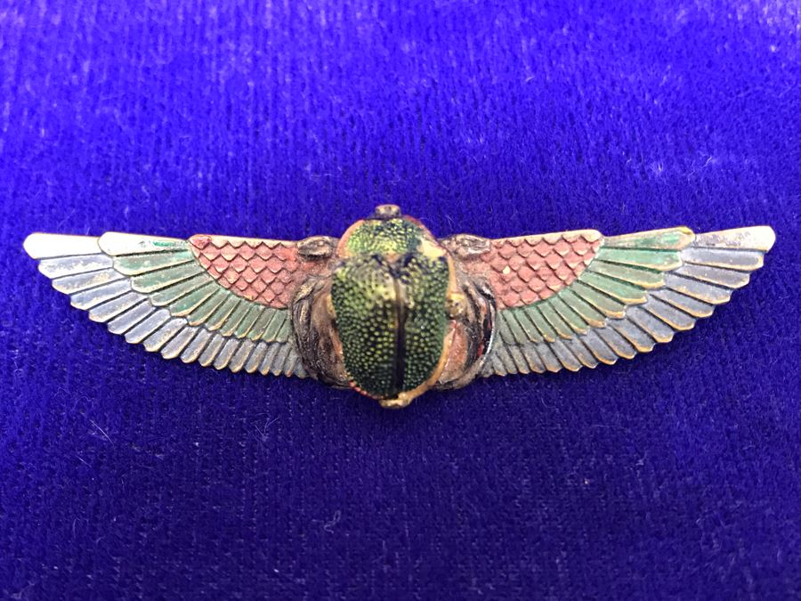 Details about   ANTIQUE LOT OF TWO  EGYPTIAN REAL SCARAB BEETLE BROOCH PINS 