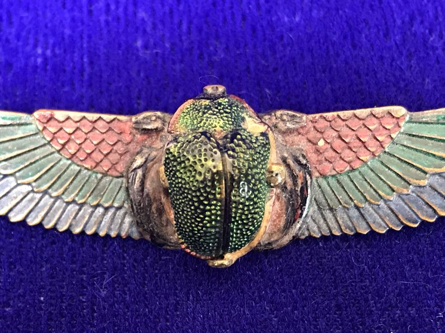 Vintage Egyptian Revival Real Scarab Beetle Brooch Pin [Photo 4]