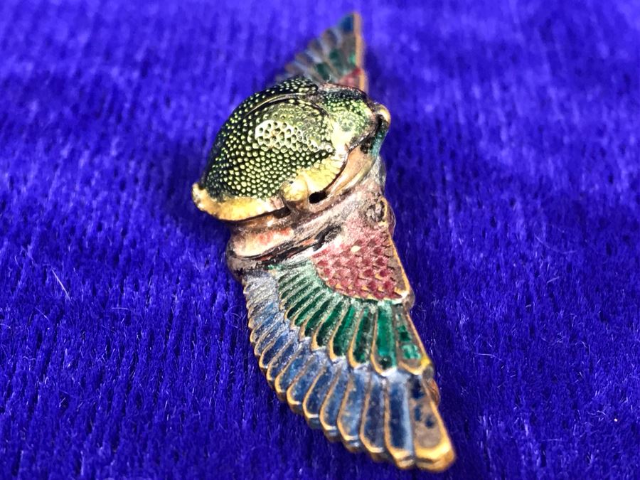 Vintage Egyptian Revival Real Scarab Beetle Brooch Pin [Photo 5]