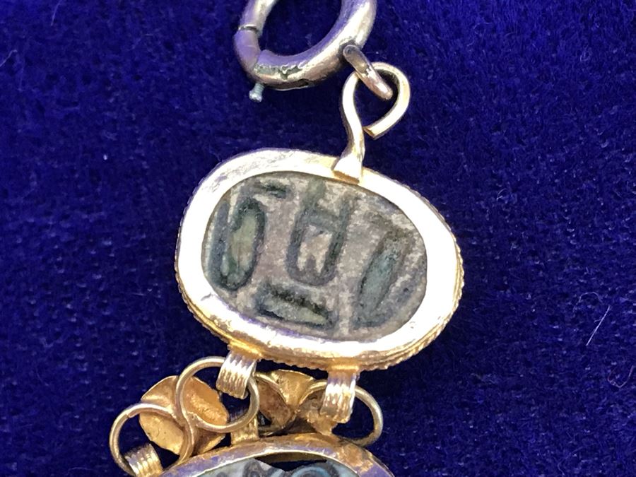 Vintage Carved Stone Egyptian Scarab Bracelet [Photo 16]