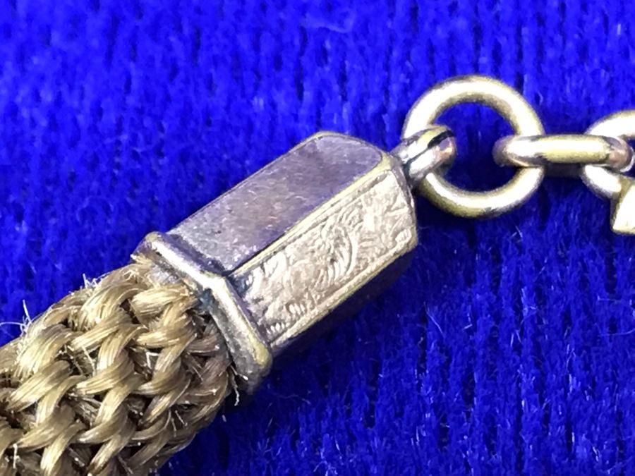 Vintage Braided Real Blonde Hair Necklace With Gold Tone Pendant 11”L [Photo 11]